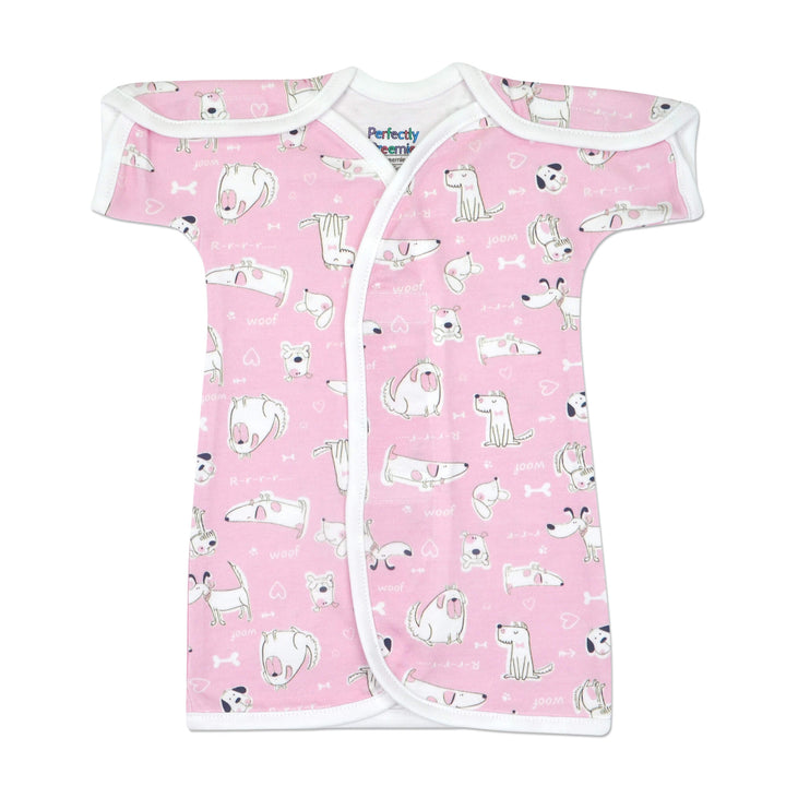 Puppy Love Pink Cotton NICU Gown